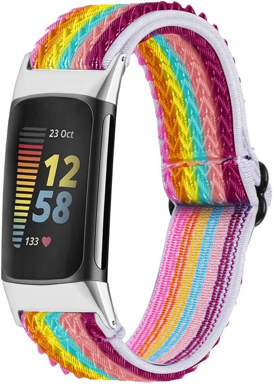 imoshion Elastisch nylon bandje voor de Fitbit Charge 5 - Meerkleurig