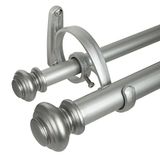 Decopolitan Urn Telescoping Dubbele Gordijn Staaf Set, 72-144 inch, Antiek Zilver