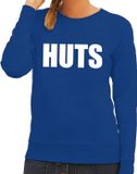 Bellatio Decorations HUTS Blauwe Katoenen Trui voor Dames - Maat S