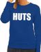 Bellatio Decorations HUTS Blauwe Katoenen Trui voor Dames - Maat S