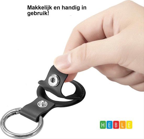 Heble® - Sleutelhanger voor Apple AirTags - Leer - Zwart - Unisex