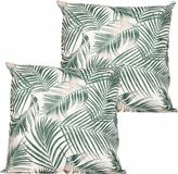 Anna's Collection Buitenkussen Palm - 2x - Wit/Groen - 60 x 60 cm