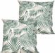 Anna's Collection Buitenkussen Palm - 2x - Wit/Groen - 60 x 60 cm