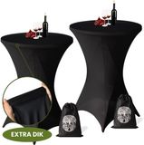 Aventara Statafelrok Zwart x 2 – ∅80-85 x 110 cm – Premium Stretch Stof – 2 Stuks Extra Dikke Kras- en Kreukvrije Hoes – Statafelhoes Inclusief Opbergtas – Statafelrokken Geschikt voor Horeca, Recepties en Evenementen