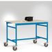 Manuflex LB4053.5012 ESD ESD-table d'appoint mobile de base avec plateau en caoutchouc collé en bleu clair RAL 5012, LxlxH : 1500 x 600 x 850 mm Bleu clair (RAL 5012)