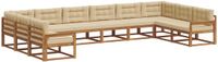 vidaXL Hoek loungeset 10 zitplaatsen Acacia hout Natuurlijk en beige