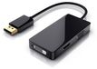 CSL Adaptateur DisplayPort 3-en-1, convertisseur vidéo avec connexion DP vers connexions HDMI, DVI et VGA, câble de 15 cm, Full HD 1080p, adapté pour carte graphique, PC de bureau, ordinateur portable et projecteur, noir