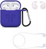 KELERINO. Étui pour Airpods, étui en silicone - Ensemble 3 en 1 + dragonne + embouts auriculaires pour Apple Airpods - Bleu