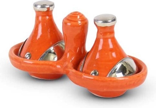 Safaary Tajine mini Oranje met Metaal 2-delig