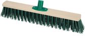KOTARBAU® Balai de rue, balai à récurer, balai de jardin, bois de hêtre, 50 cm, Vert, balai d'extérieur, balai à récurer dur, balai de rue en bois, sans manche