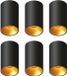 LEDVION – 6x LED Opbouwspot Rond ø80mm – Zwart / Goud – Dimbaar – GU10 – 2700K – 3W – IP20