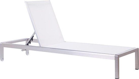 FOSSATO Strandstoel - Wit - Aluminium - 198x64x29cm - 150kg - 4 standen