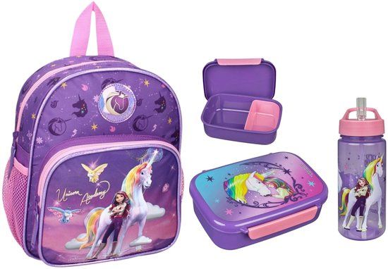 4KidsOnly Textiel Trade B.V. Unicorn Academy schoolset; rugzak en lunchset