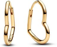 Pandora Moments sterlingzilver verguld metaallegering asymmetrische hartoorbellen, 268307C00