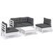 vidaXL 5-delige Loungeset met kussens massief grenenhout