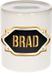 Bellatio Decorations Shoppartners Bv Spaarpot met voornaam Brad - wit - met goud/zwart embleem - 8 x 9 cm - keramiek - met afsluitdop - cadeau verjaardag
