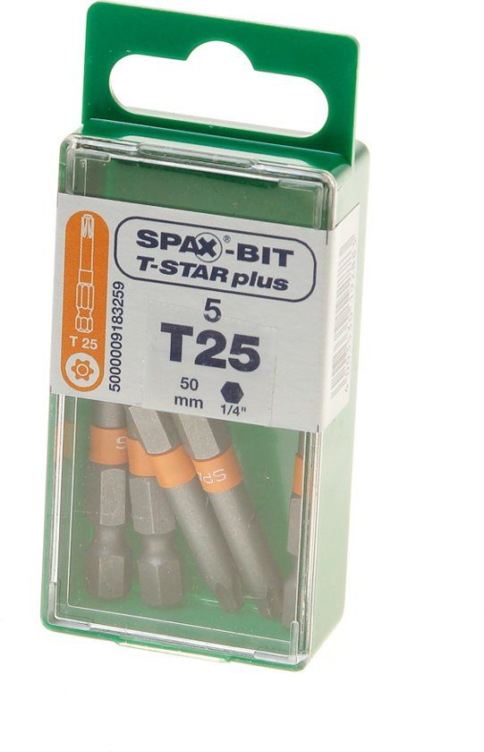 Spax BIT T-STAR plus T25, 6,4 x 50 - 5 stuks - 5000009183259