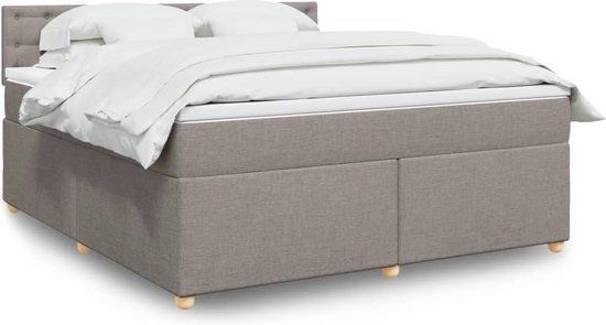 vidaXL Boxspring met matras stof taupe 180x200 cm