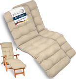 Beautissu 2x Deckchair Kussen 200x50x8 cm - Ligstoelkussen Natuur