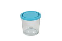 Générique Unbranded 8012723.0 bloempot, rond, 500 ml, met deksel, turquoise, glas, transparant, 18 cm