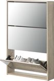 [en.casa] Schoenenkast Lund schoenenorganizer met 3 kleppen spiegeldeuren sonoma eikenkleurig 103x63x17 cm