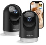 WOLFANG 2K Bewakingscamera voor Binnen, WiFi Binnenkamera met 360° PTZ, Auto-Tracking & Nachtzicht, Hondencamera met 2-Weg-Audio, Compatibel met Alexa & Google Home, 2-Pack