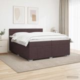 vidaXL LED Boxspringbed met Matras - Donkerbruin - 200 x 200 cm - Stof