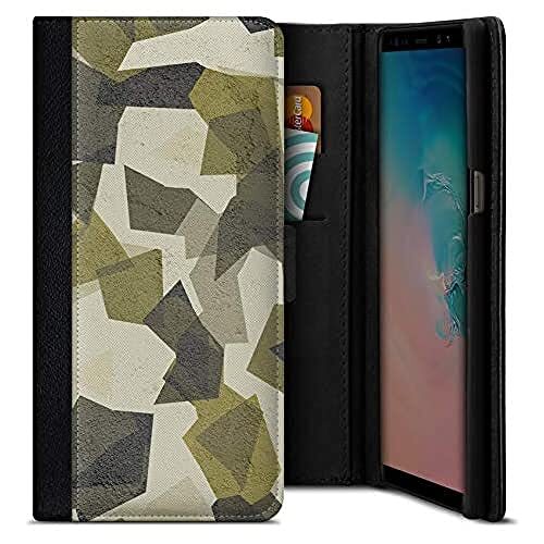 caseable caseable Samsung Galaxy S9 Plus Beschermhoes - Mobiele Telefoon Klaphoes - Schokabsorberend & krasbestendig oppervlak - Kaartvak - Kleurrijk Design - Geometric Camo Green