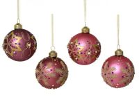 Decoris Kerstbal glas 8cm roze - assortiment