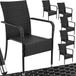 Tectake® Fauteuils de jardin Girona - Set de 6 - Fauteuil de jardin en résine tressée avec accoudoir - Empilable - Noir