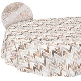 ANRO Tafelkleed Zigzag Bruin Ovaal 260x140cm
