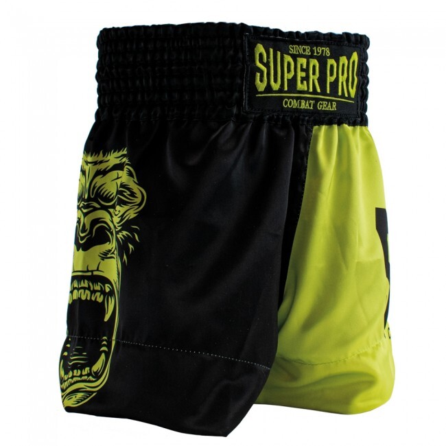 Super Pro Gorilla Kids (Thai) Boxing Shorts - Zwart/Geel - 152