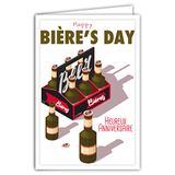 AFIE Verjaardagskaart – Happy Bière's day met envelop – mini-poster formaat 17 x 11,5 cm – retrostijl vintage – Zytholoog bieroloog brouwer malt hop bar – gemaakt in Frankrijk 69-4357