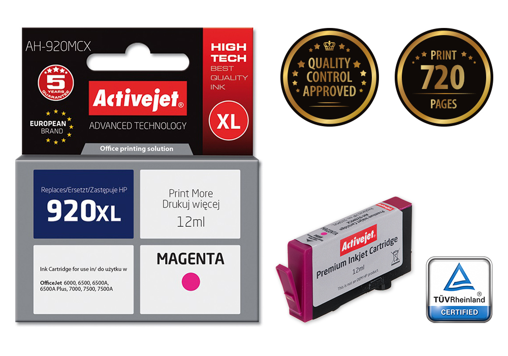 ActiveJet AH-920MCX inkt (vervanging HP 920XL CD973AE; Premium; 12 ml; rood) single pack / magenta
