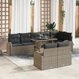 vidaXL Banc de jardin 9 pièces gris polyrattan