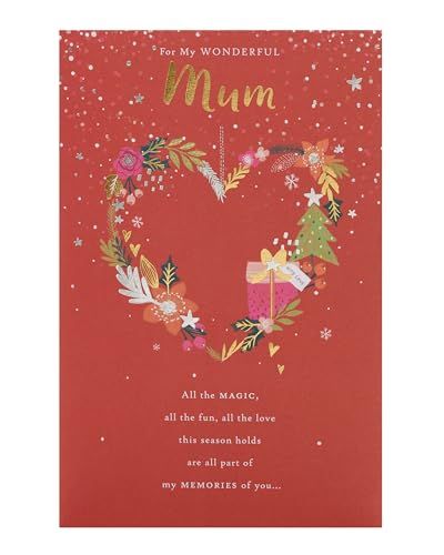 UK Greetings Christmas Card for Mum - Heart Design