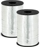 Ruban décoratif plastique - 2x - argent - 5 mm x 225 mètres