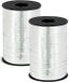 Merkloos Sierlint kunststof - 2x - zilver - 5 mm x 225 meter