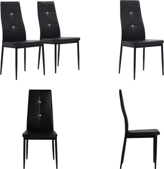 vidaXL Eetkamerstoelen 2 stuks kunstleer zwart