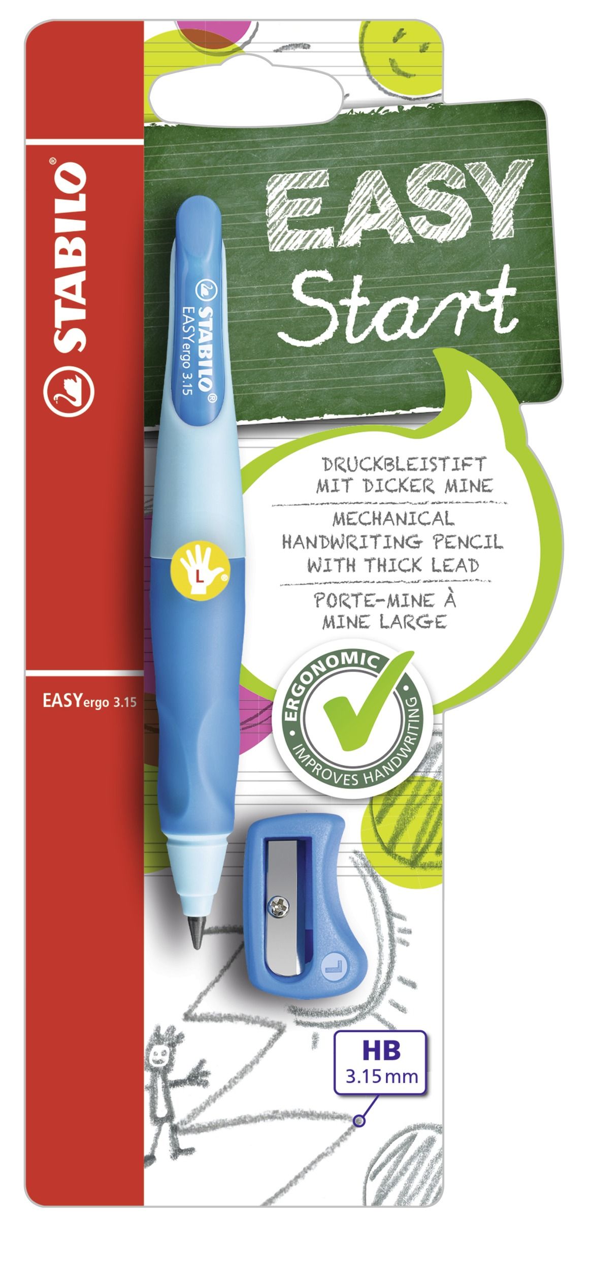 STABILO EASYergo 3.15 Ergonomic Mechanical Pencil - Left-Handed - Blue/Dark Blue