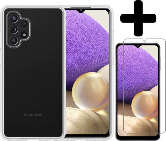 Samsung Galaxy A32 5G Hoesje - Siliconen Case - Transparant - Met Screenprotector