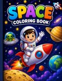 Space Coloring Book: 60 Fun and Easy Coloring Pages Featuring Cute Astronauts, Aliens, Planets and Tropical Hawaiian Adventures for Kids Ages 4–8