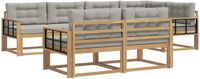 vidaXL Hoek loungeset 7 zitplaatsen Wit en lichtgrijs Polyester
