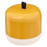 Five wattenbolletjes en wattenstaafjes van keramiek, okerkleuren