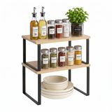 Merkloos Relaxdays Kruidenrek - 2 stuks - stapelbaar - naturel-zwart
