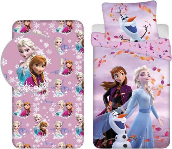 4KidsOnly Frozen Dekbedovertrek + Hoeslaken Katoen Eenpersoons Multi Colour