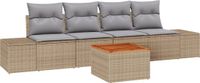 vidaXL Tuinbank - Beige en Lichtgrijs - Polyrattan