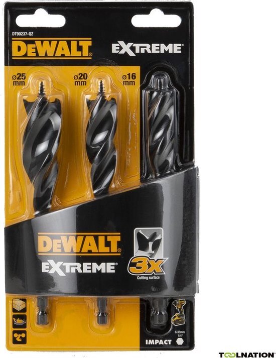 DeWALT DT90237 Speedboor tri flute EXTREME™™ 3-delige set 152mm (16,20,25mm)