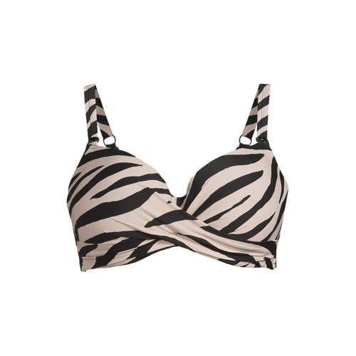 BEACHWAVE Curve voorgevormde beugel bikinitop taupe/zwart