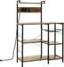 OEM UNION international technology B.V. Industriële Keukenrek met Stopcontact en USB-oplader - Opbergrek voor Magnetron en Keukengerei - 90x42x130 cm - Rustiek Bruin